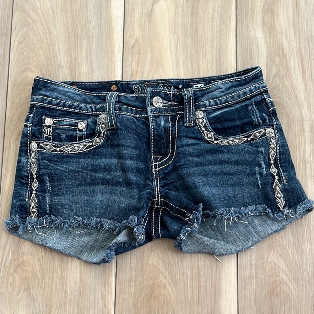 Miss Me Blue Jean Shorts Distressed Style